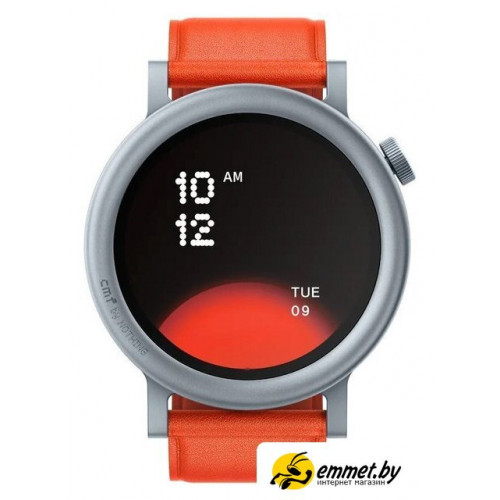 Умные часы CMF Watch Pro 2 (светло-серый, оранжевый кожаный ремешок)