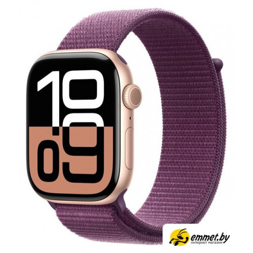 Умные часы Apple Watch Series 10 46 мм (алюминиевый корпус, розовое золото/сливовый, нейлоновый ремешок)