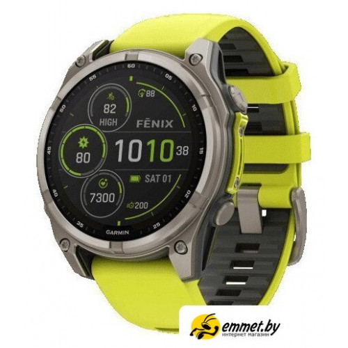 Умные часы Garmin Fenix 8 Solar, Sapphire 47мм (титановый серый с желтым ремешком)