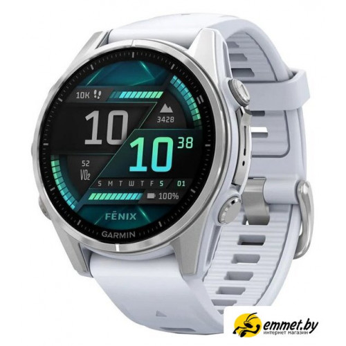 Умные часы Garmin Fenix 8 43мм (серебристый, белый ремешок)