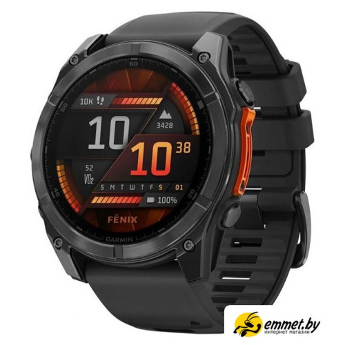 Умные часы Garmin Fenix 8 51мм (серый, черный силиконовый ремешок)
