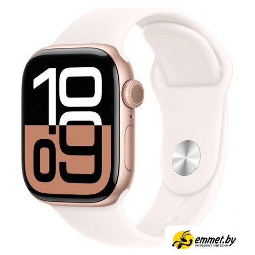 Умные часы Apple Watch Series 10 42 мм (алюминиевый корпус, розовое золото/легкие румяна, спортивный силиконовый ремешок S/M)