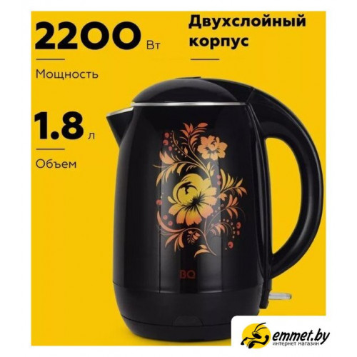 Электрический чайник BQ KT1702P (черный/цветы)