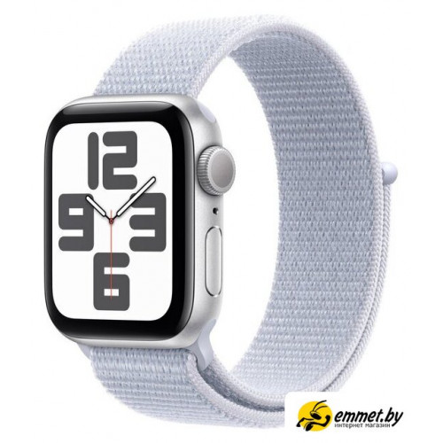 Умные часы Apple Watch SE 2 40 мм (алюминиевый корпус, серебристый/голубой, нейлоновый ремешок)