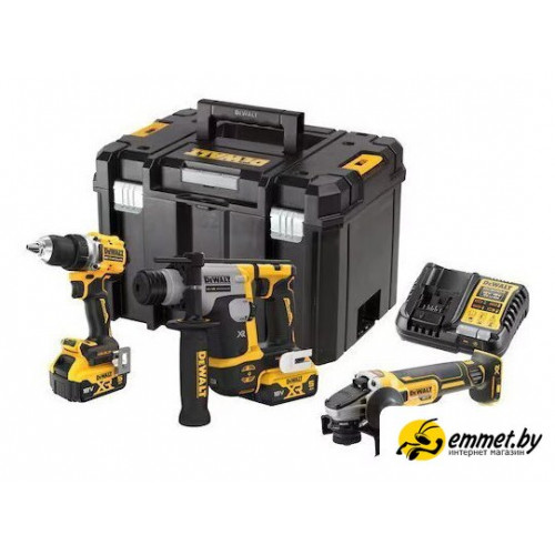 Наборы электроинструментов DeWalt DCK355P2T (шуруповерт, перфоратор, болгарка, 2 АКБ, кейс)