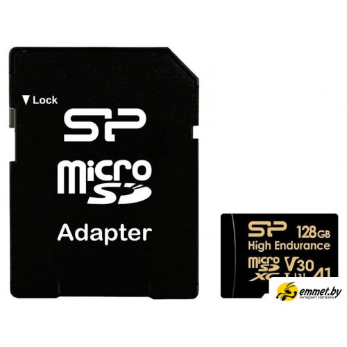 Карта памяти Silicon-Power Golden Series High Endurance microSDXC SP128GBSTXDV3V1HSP 128GB (с адаптером)