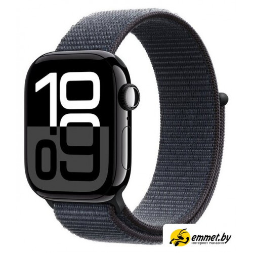 Умные часы Apple Watch Series 10 42 мм (алюминиевый корпус, черный/темно-серый, нейлоновый ремешок)