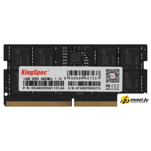 Оперативная память KingSpec 16ГБ DDR5 SODIMM 4800 МГц KS4800D5N11016G