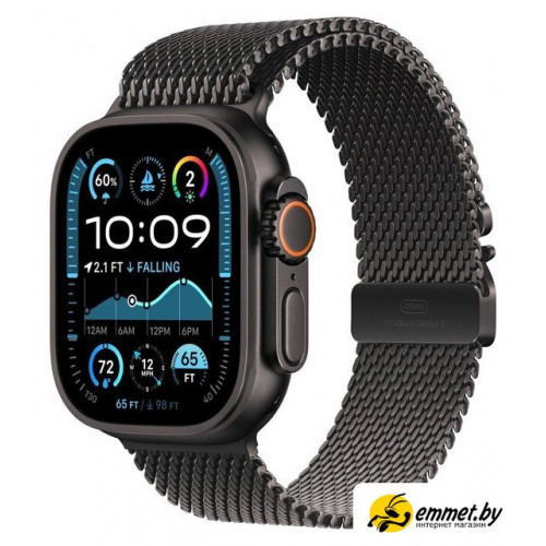 Умные часы Apple Watch Ultra 2 LTE 49 мм (титановый корпус, черный/черный, миланская петля L)