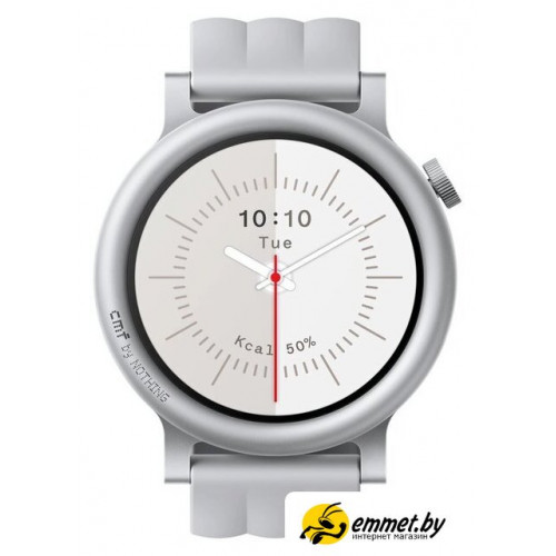 Умные часы CMF Watch 3 Pro (светло-серый, серый силиконовый ремешок)