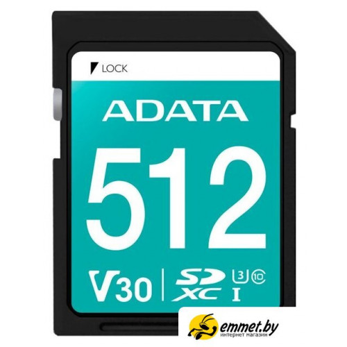 Карта памяти ADATA Premier Pro SDXC 512GB ASDX512GUI3V30S-R