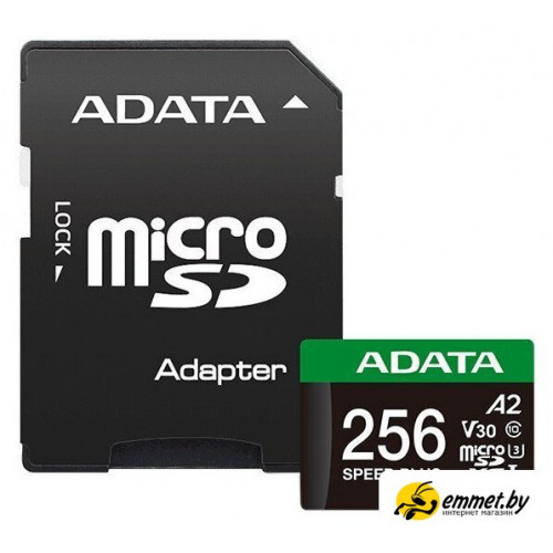 Карта памяти ADATA SPEED PLUS microSDXC 256GB UD256GUI3V30A2SP-RA1 (с адаптером)