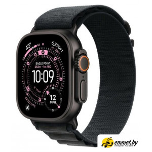 Умные часы Apple Watch Ultra 3 LTE 49 мм (титановый корпус, черный/черный, текстильный ремешок размера L)