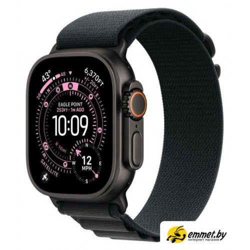 Умные часы Apple Watch Ultra 3 LTE 49 мм (титановый корпус, черный/черный, текстильный ремешок размера L)