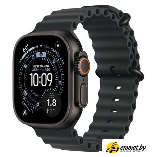 Умные часы Apple Watch Ultra 3 LTE 49 мм (титановый корпус, черный/черный, ремешок из эластомера)