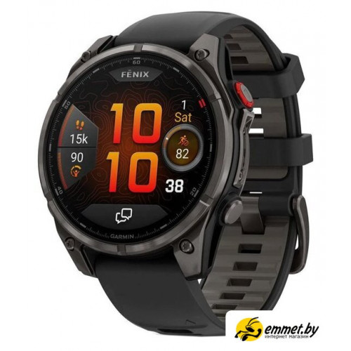 Умные часы Garmin Fenix 8 Pro 47 мм (серый, черный силиконовый ремешок)