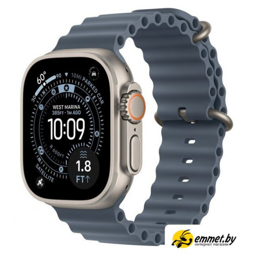 Умные часы Apple Watch Ultra 3 LTE 49 мм (титановый корпус, природный/синий, ремешок из эластомера)