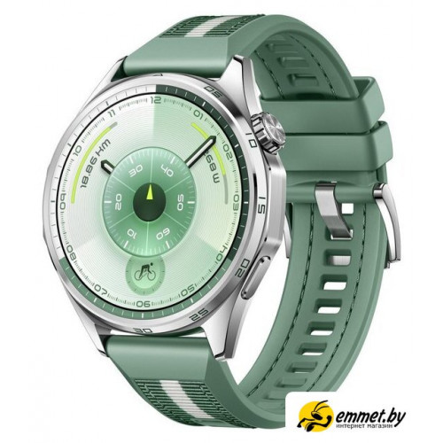Умные часы Huawei Watch GT 6 46 мм (серебристый, с зеленым плетеным ремешком, международная версия)
