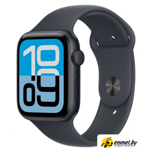Умные часы Apple Watch SE 3 44 мм (алюминиевый корпус, полуночный/полуночный, спортивный силиконовый ремешок M/L)