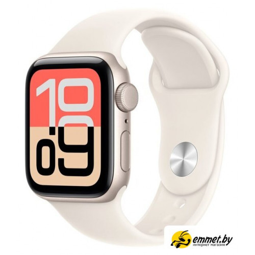 Умные часы Apple Watch SE 3 40 мм (алюминиевый корпус, звездный свет/звездный свет, спортивный силиконовый ремешок M/L)