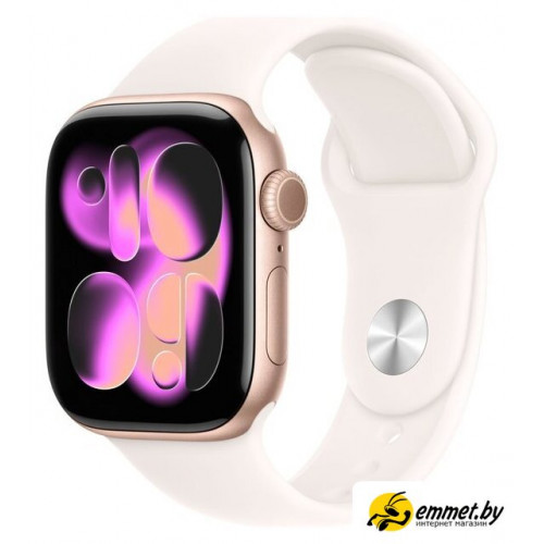 Умные часы Apple Watch Series 11 42 мм (алюминиевый корпус, розовое золото/легкие румяна, спортивный силиконовый ремешок M/L)