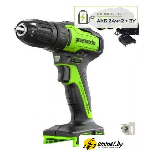 Дрель-шуруповерт Greenworks GD24DD35K2 3704007CUC (с 2-мя АКБ)