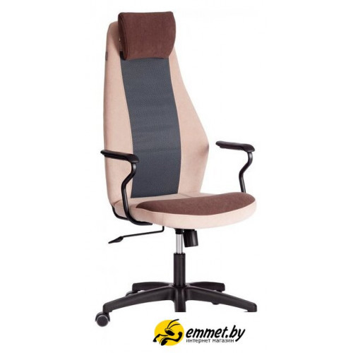 Офисное кресло TetChair Aviator флок/ткань (коричневый/бежевый/серый)