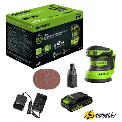 Эксцентриковая шлифмашина Greenworks OS325 3100907CUA (с 1-им АКБ)
