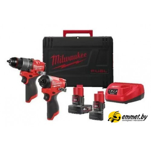 Наборы электроинструментов Milwaukee M12FPP2A2-402X 4933480587 (шуруповерт, винтоверт, 2 АКБ, кейс)