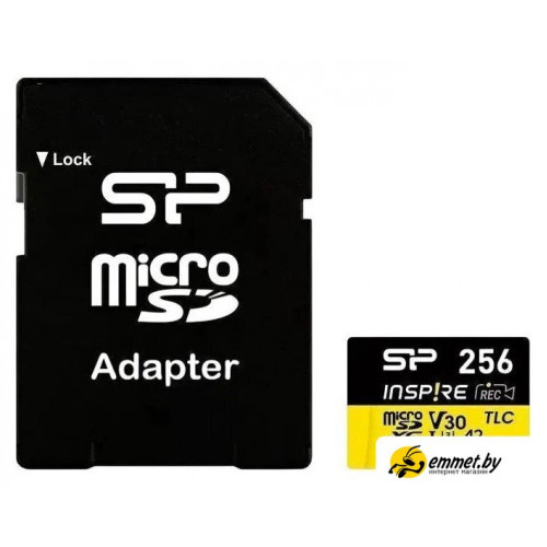 Карта памяти Silicon-Power Inspire microSDXC SP256GBSTXLA2V1NSP 256GB (с адаптером)