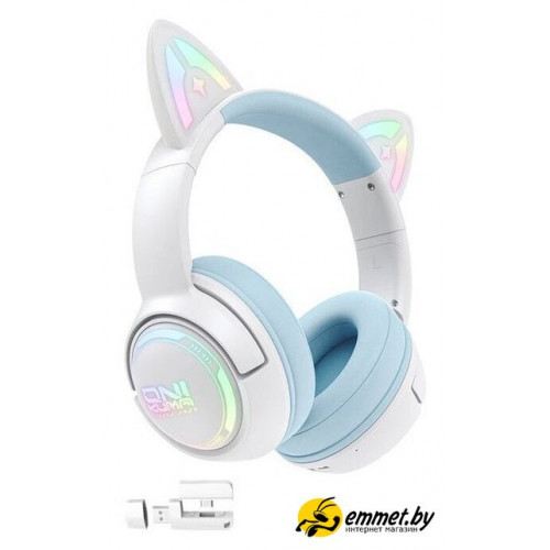Наушники Onikuma GT838 Cat Ear (белый/голубой)