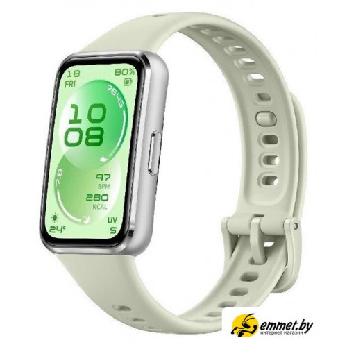 Фитнес-браслет Huawei Band 11 (серебристый алюминиевый корпус, с зеленым силиконовым ремешком, международная версия)
