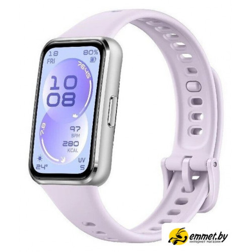 Фитнес-браслет Huawei Band 11 (серебристый алюминиевый корпус, с сиреневым силиконовым ремешком, международная версия)