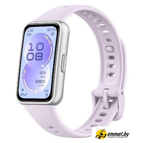 Фитнес-браслет Huawei Band 11 (серебристый полимерный корпус, с сиреневым силиконовым ремешком, международная версия)