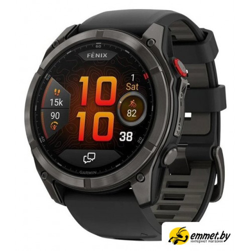 Умные часы Garmin Fenix 8 Pro 51 мм (серый, черный силиконовый ремешок)