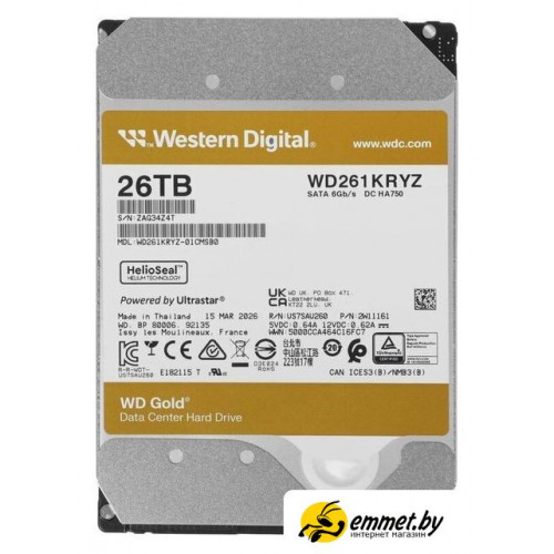 Жесткий диск WD Gold 26TB WD261KRYZ