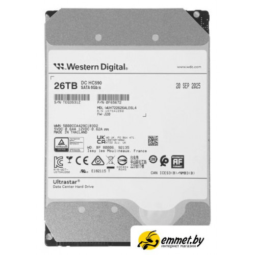 Жесткий диск WD Ultrastar DC HC590 26TB WUH722626ALE6L4
