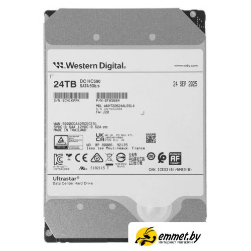 Жесткий диск WD Ultrastar DC HC590 24TB WUH722624ALE6L4