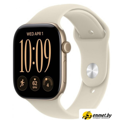 Умные часы Apple Watch Series 12 46 мм (алюминиевый корпус, светлое золото/песочный, спортивный силиконовый ремешок M/L)