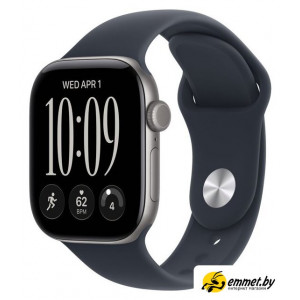 Умные часы Apple Watch Series 12 42 мм (алюминиевый корпус, серый космос/темно-синий, спортивный силиконовый ремешок M/L)