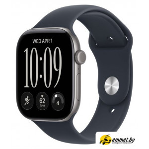 Умные часы Apple Watch Series 12 46 мм (алюминиевый корпус, серый космос/темно-синий, спортивный силиконовый ремешок M/L)