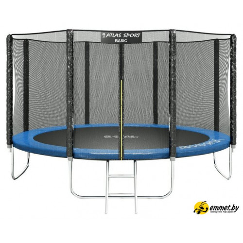 Батут Atlas Sport 435 см - 14ft Pro (усиленные опоры, внешняя сетка, синий)