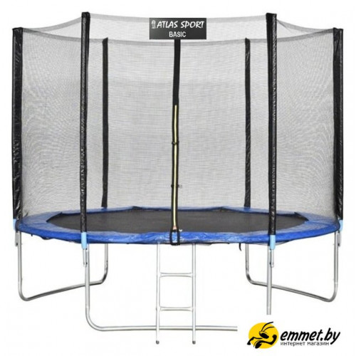 Батут Atlas Sport 312 см - 10ft Basic (с лестницей, внешняя сетка, синий)