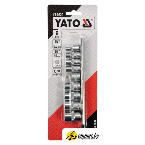Набор трещотка с головками Yato YT-0520 (9 предметов)