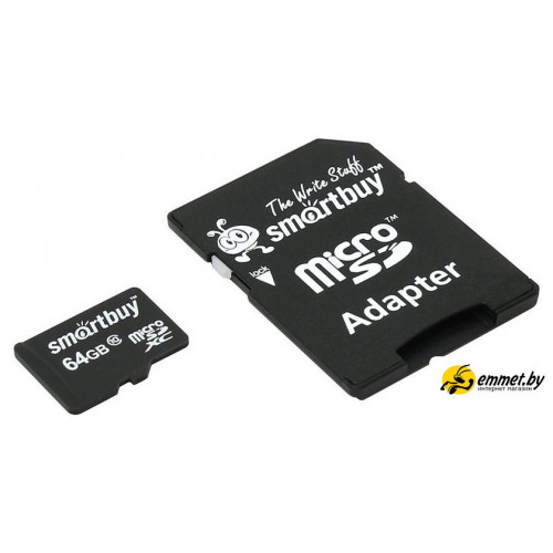 Карта памяти SmartBuy microSDXC SB64GBSDCL10-01LE 64GB (с адаптером)