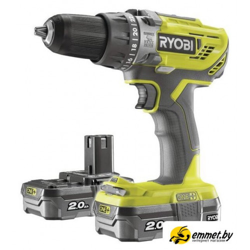 Ударная дрель-шуруповерт Ryobi R18PD3-220S 5133003342 (с 2-мя АКБ, сумка)