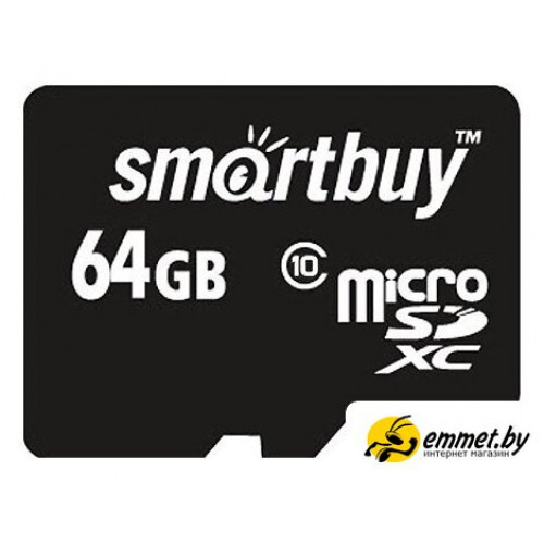Карта памяти SmartBuy microSDXC (Class 10) 64GB + SD-адаптер (SB64GBSDCL10-01)