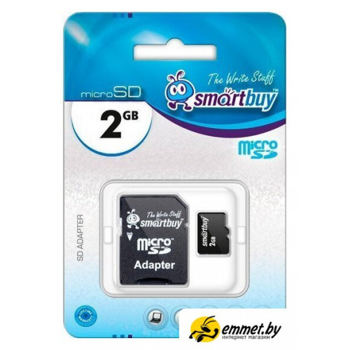 Карта памяти SmartBuy microSD 2 Гб + SD адаптер (SB2GBSD-01)