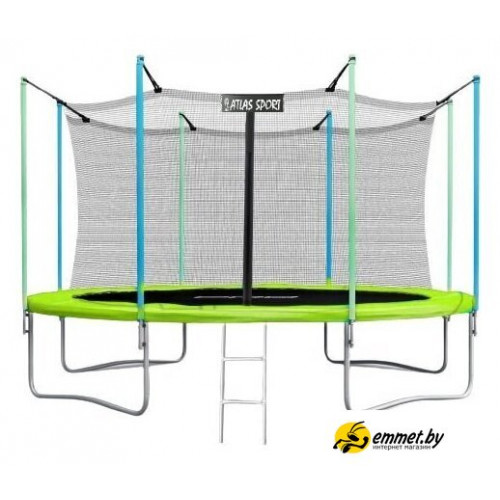 Батут Atlas Sport 435 см - 14ft (с лестницей, внутренняя сетка, зеленый)