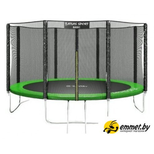 Батут Atlas Sport 374 см - 12ft Basic (с лестницей, внешняя сетка, зеленый)
